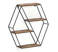 Vicco Étagère Fyrk, Bois Antique, 51x52cm Forme d'angle, pour Montage Mural avec Quatre Compartiments de Rangement Ouverts