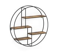Vicco Étagère Fyrk, Bois Antique, 55x55cm | Rond, pour montage mural avec quatre compartiments de rangement ouverts