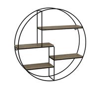 Vicco Étagère Fyrk, Chêne, 55x55cm | Rond, pour montage mural avec quatre compartiments de rangement ouverts