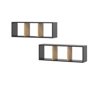 Vicco Étagère Murale Tomy, Anthracite/chêne doré, 90x30cm Lot de 2, pour Montage Mural de Livres et Objets de décoration
