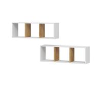 Vicco Étagère Murale Tomy, Chêne Blanc/Force de l'or, 90x30cm Lot de 2, pour Montage Mural de Livres et Objets de décoration