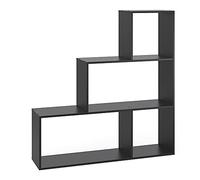 Vicco Étagère, Noir, 116.8x123.2cm, utilisable comme séparateur de pièce en Version escalier