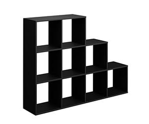 Vicco Étagère, Noir, 142.4x107.8cm | utilisable comme séparateur de pièce avec 9 compartiments de rangement ouverts