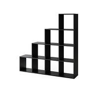 Vicco Étagère, Noir, 142.5x140cm, utilisable comme séparateur d’Espace à Structure en Forme d’échelle