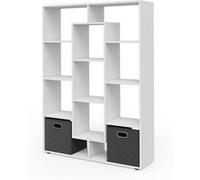 Vicco Étagère pivotante , Blanc, 107.2x143cm avec 2 boxes pliants Blanc G