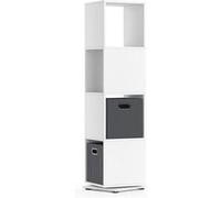 Vicco Étagère pivotante, Blanc, 35 x 142 cm avec 2 Boxes pliants