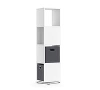 Vicco Étagère pivotante, Blanc, 35 x 142 cm avec 2 Boxes pliants
