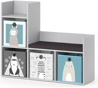 Vicco Étagère pour enfants Luigi, 107.2 x 88.6 cm avec 2 boxes pliants opt.1, Gris