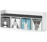 Vicco Étagère pour enfants Luigi, 142 x 53 cm avec 4 boxes pliants opt.2, Blanc