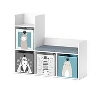 Vicco Étagère pour Enfants Luigi, Blanc, 107.2x88.6cm avec 2 Boxes pliants Opt.2