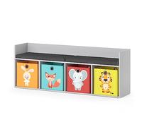 Vicco Étagère pour enfants Luigi, Blanc, 142.4x53.4cm 4 compartiments, avec boîtes pliantes multicolores Blanc
