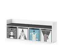 Vicco Étagère pour Enfants Luigi, Blanc, 31.2x53.4cm avec 4 Boxes pliants Opt.2, Convient pour Le Rangement des Jouets et des Livres