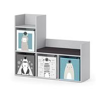 Vicco Étagère pour Enfants Luigi, Gris, 107.2x88.6cm avec 2 Boxes pliants Opt.1