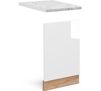 Vicco façade Fame-Line, 45 cm , PT Marbre, Blanc Haute brillance/Chêne de force doré