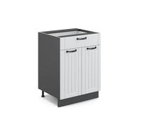Vicco Fame-Line meuble bas de cuisine, 60 cm avec tiroir, sans plan de travail, Country House White/Antracite