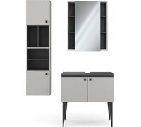 Vicco Gerta, 3 pièces, armoire suspendue 2 portes, Gris/Noir