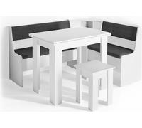 Vicco Groupe de banquettes d'angle Roman, 150 x 120 cm avec table, Blanc/Anthracite