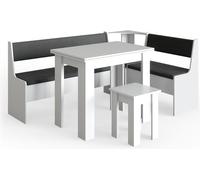 Vicco Groupe de banquettes d'angle Roman, 180 x 120 cm avec table, Blanc/Anthracite