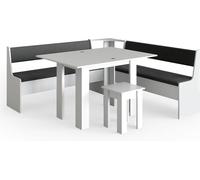 Vicco Groupe de banquettes d'angle Roman, 180 x 180 cm avec table, Blanc/Anthracite