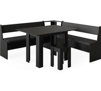 Vicco Groupe de banquettes d'angle Roman, 180 x 180 cm avec table, Noir