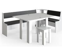 Vicco Groupe de banquettes d'angle Roman, 210 x 120 cm avec table, Blanc/Anthracite