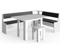 Vicco Groupe de banquettes d'angle Roman, 210 x 150 cm avec table, Blanc/Anthracite