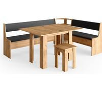 Vicco Groupe de banquettes d'angle Roman, 210 x 150 cm avec table, Chêne de force doré/Anthracite