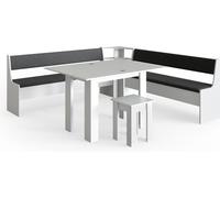 Vicco Groupe de banquettes d'angle Roman, 210 x 210 cm avec table, Blanc/Anthracite