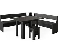 Vicco Groupe de banquettes d'angle Roman, 210 x 210 cm avec table, Noir
