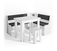 Vicco Groupe de banquettes d'angle Roman, Blanc, 150x120cm avec Table, adapté à Une Installation d’Angle dans Les Cuisines et Les salles à Manger