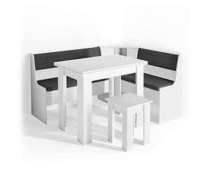 Vicco Groupe de banquettes d'angle Roman, Blanc, 150x120cm avec Table, adapté à Une Installation d’Angle dans Les Cuisines et Les salles à Manger