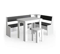 Vicco Groupe de banquettes d'angle Roman, Blanc/Anthracite, 180 x 120 cm avec Table