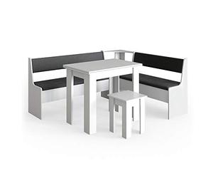 Vicco Groupe de banquettes d'angle Roman, Blanc, 180x150cm avec Table, adapté à Une Installation d’Angle dans Les Cuisines et Les salles à Manger