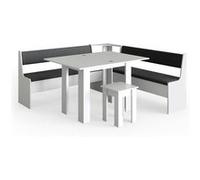 Vicco Groupe de banquettes d'angle Roman, Blanc, 180 x 41.5 cm avec table