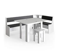 Vicco Groupe de banquettes d'angle Roman, Blanc, 210x120cm avec Table, adapté à Une Installation d’Angle dans Les Cuisines et Les salles à Manger