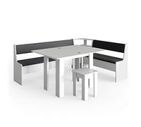 Vicco Groupe de banquettes d'angle Roman, Blanc, 210x150cm avec Table, adapté à Une Installation d’Angle dans Les Cuisines et Les salles à Manger
