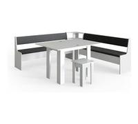 Vicco Groupe de banquettes dangle Roman, Blanc, 210x210cm avec table Blanc G