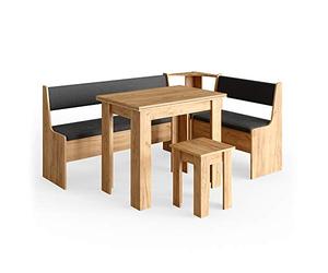 Vicco Groupe de banquettes d'angle Roman, Chêne doré, 136.6x60cm | avec table, adapté à une installation d’angle dans les cuisines et les salles à manger