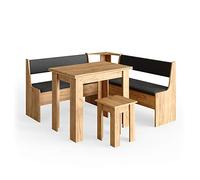 Vicco Groupe de banquettes d'angle Roman, Chêne doré, 150x150cm | avec table, adapté à une installation d’angle dans les cuisines et les salles à manger