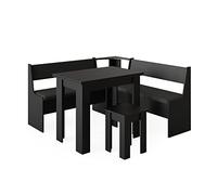 Vicco Groupe de banquettes d'angle Roman, Noir, 150 x 150 cm avec Table