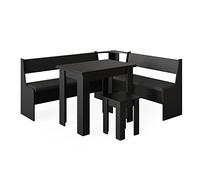 Vicco Groupe de banquettes d'angle Roman, Noir, 180x150cm avec Table