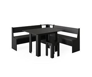 Vicco Groupe de banquettes d'angle Roman, Noir, 180x180cm avec Table, adapté à Une Installation d’Angle dans Les Cuisines et Les salles à Manger