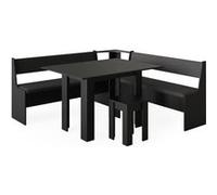 Vicco Groupe de banquettes d'angle Roman, 180 x 180 cm avec table, Noir