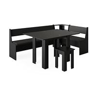 Vicco Groupe de banquettes d'angle Roman, Noir, 210x120cm avec Table, adapté à Une Installation d’Angle dans Les Cuisines et Les salles à Manger