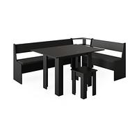 Vicco Groupe de banquettes d'angle Roman, Noir, 210x150cm avec Table