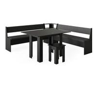 Vicco Groupe de banquettes d'angle Roman, 210 x 210 cm avec table, Noir