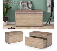 Banc VICCO IKER, banc à chaussures, sonoma, meuble à chaussures, siège, espace de rangement, coffre avec assise