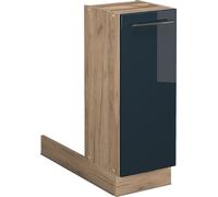 Vicco Îlot de cuisine Fame-Line, 30 cm sans plan de travail, Bleu foncé brillant/Chêne de force doré