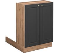 Vicco Îlot de cuisine Fame-Line, 60 cm sans plan de travail, Anthracite-or/Chêne de force doré