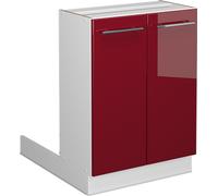 Vicco Îlot de cuisine Fame-Line, 60 cm sans plan de travail, Rouge bordeaux Haute brillance/Blanc